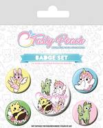 Pins: Tasty Peach Pin-Back Buttons 5-Pack. 