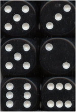 TERNINGER - D6 SÆT - OPAQUE - Black/White (12)