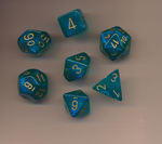 TERNINGER - BOREALIS - Teal/gold Luminary 7-Die Set