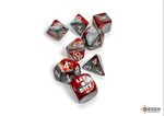 TERNINGER - GEMINI - Red-Steel/white Polyhedral 7-Die Set (with bonus die)