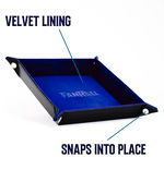 TERNINGER - TRAYS - Velvet Folding Dice Tray with Leather Backing: 10in x 10in Blue