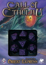 TERNINGER - CALL OF CTHULHU LIMITED - Call of Cthulhu Black/Purple Horror o/t Orient Express Edition Dice Set (7)