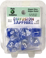 TERNINGER - DIFFUSION - Sapphire with White Numbers - Set of 7